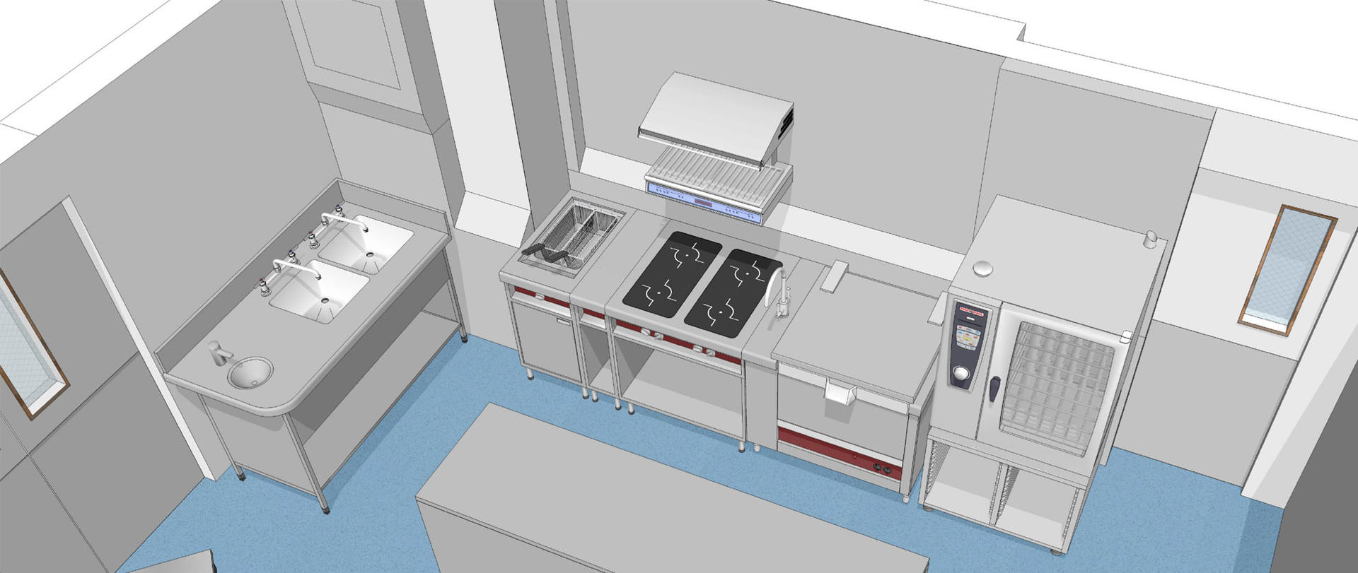 Small Commercial Kitchen Design Ergonic Flow 