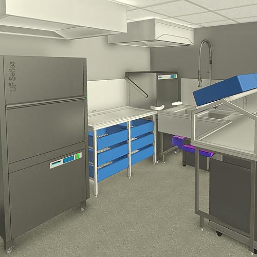 New Park Manor 3D View of the Wash Up - TAG Catering Equipment UK